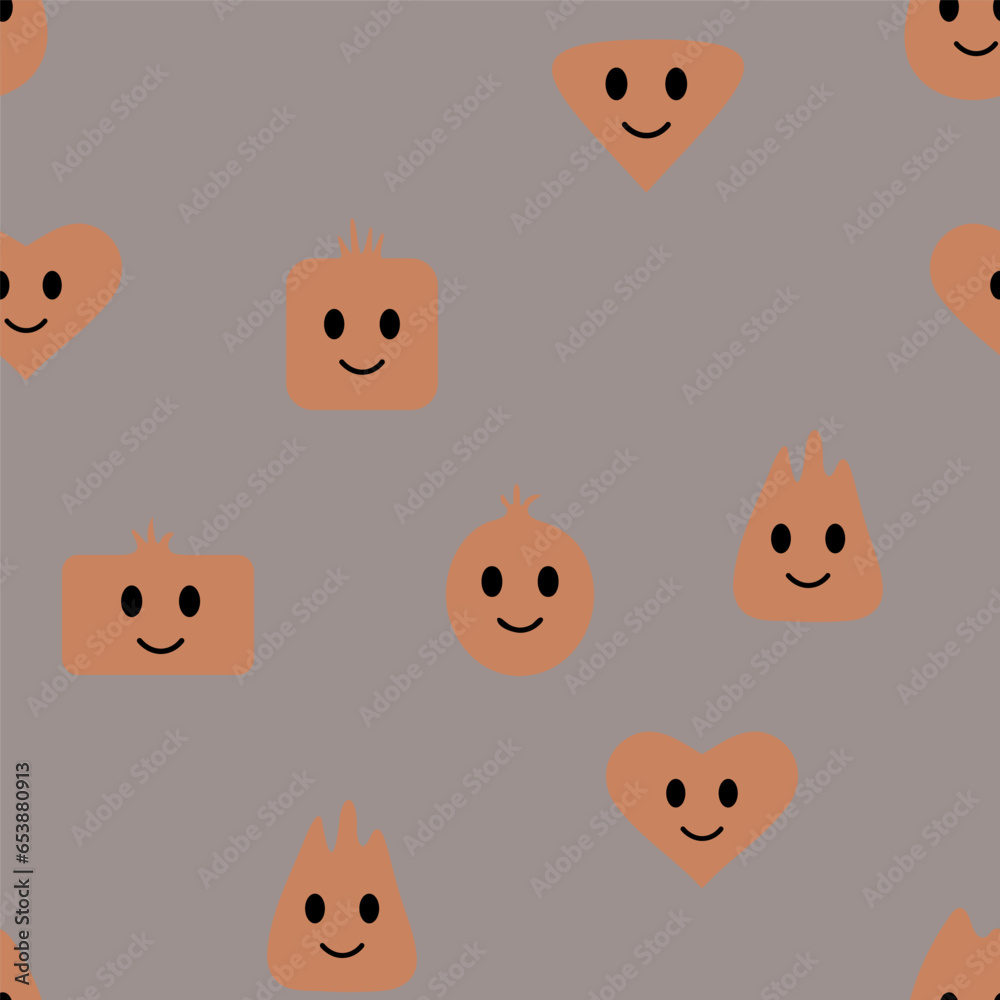 Fototapeta premium Colorful seamless happy emoji pattern in vintage style