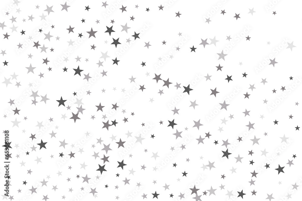 Star confetti. Silver casual confetti background. Bright design pattern.