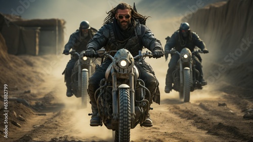 biker gang in the desert photo