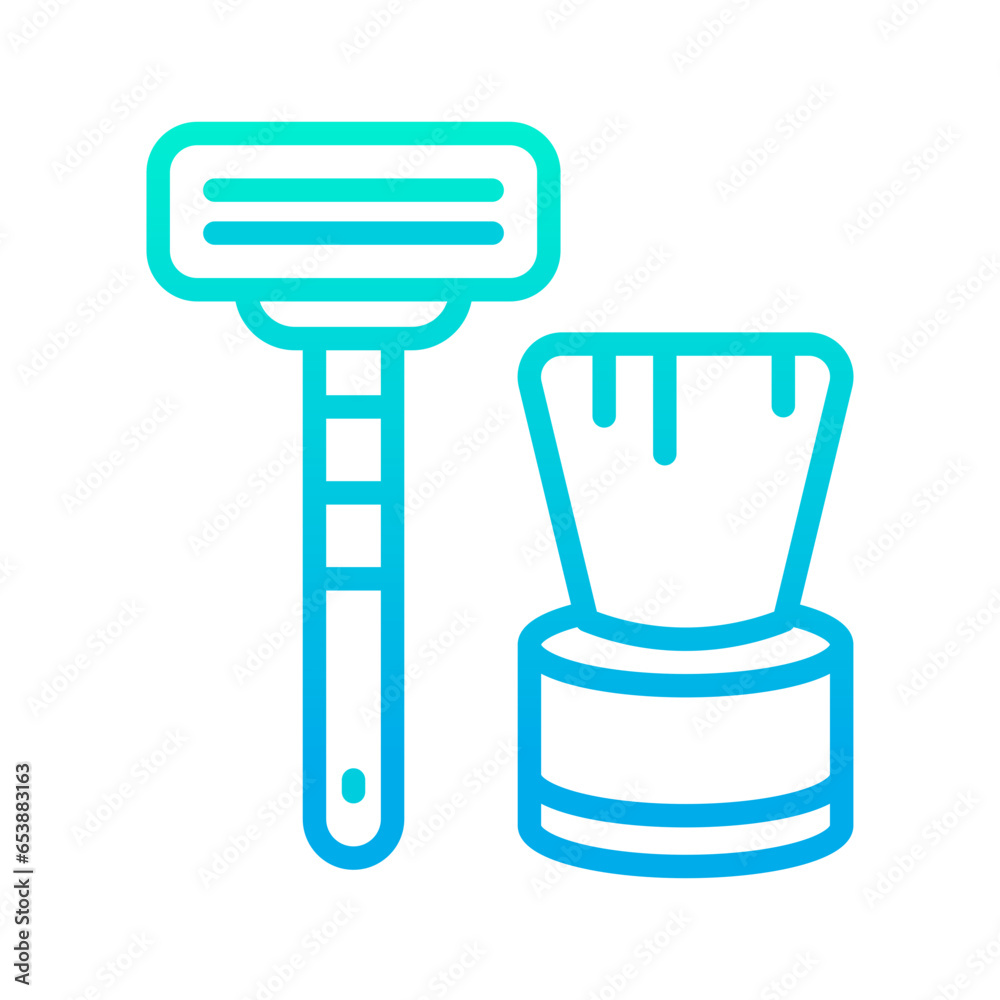 Outline gradient Shaving Brush and Blade icon Outline gradient Shaving Brush and Blade icon