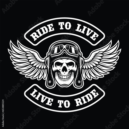 biker skull with wings