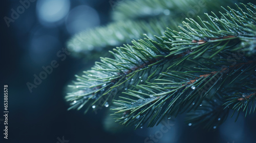 Close-Up Pine Tree Twig in Light Navy and Gray