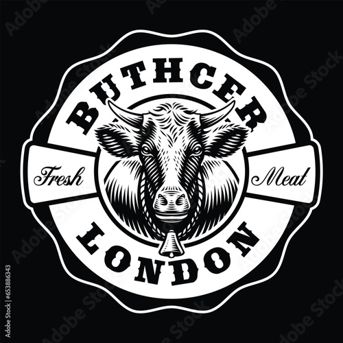 vintage badge of a cow