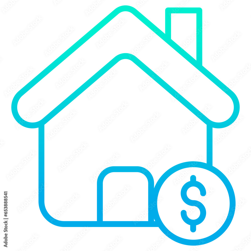 Outline gradient House rent icon Outline gradient House rent icon