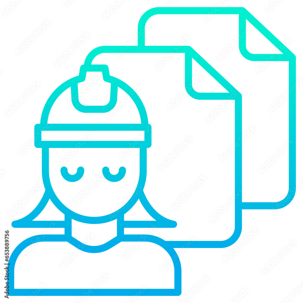 Outline gradient Woman Engineering File icon Outline gradient Woman Engineering File icon