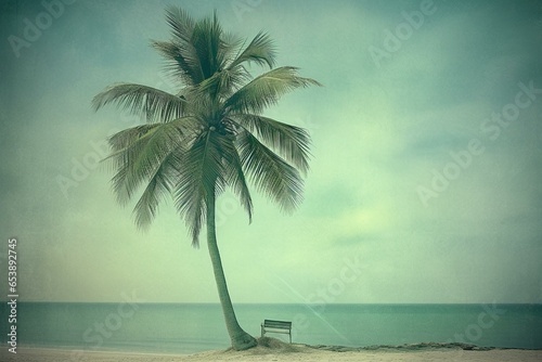 beachside palm. Generative AI