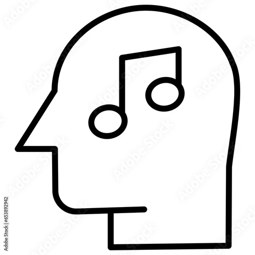 Outline Human mind Music icon