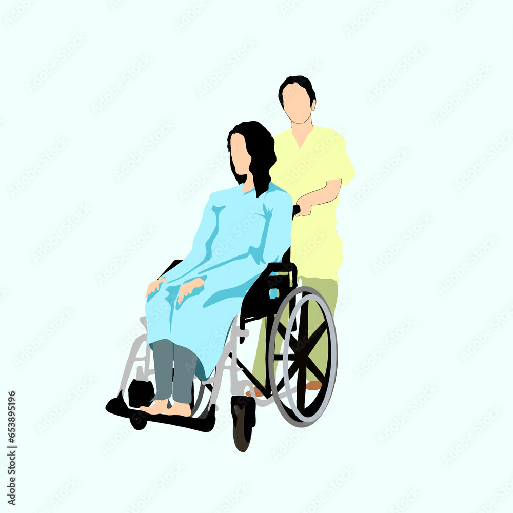 people with disabilities who are being pushed in wheelchairs people with disabilities who are being pushed in wheelchairs