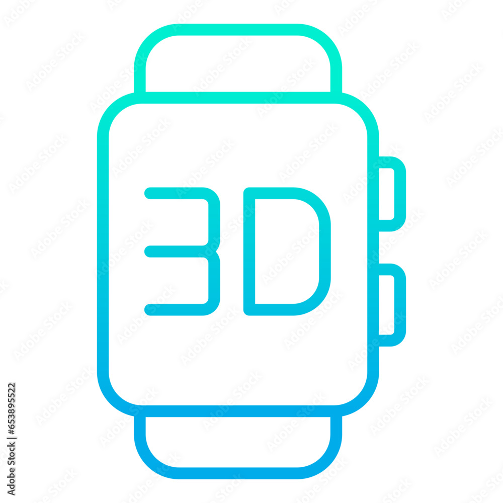 Outline gradient 3D Smartwatch icon Outline gradient 3D Smartwatch icon