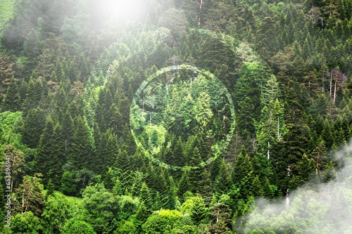 Recycle symbol, globe on nature background