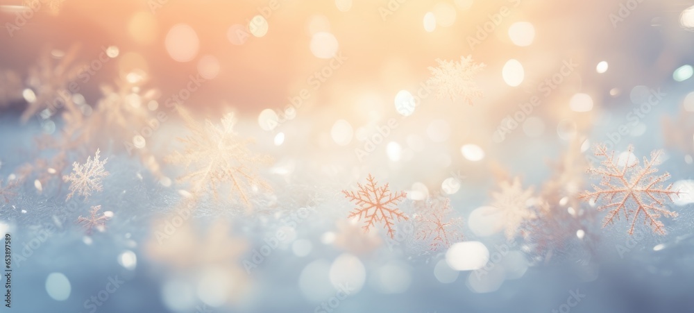 Naklejka premium snow snowflakes cold winter frozen background texture, ai