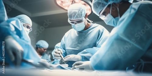 Surgeons Performing a Life-Saving Procedure in a Sterile Operating Room with Precision Instruments, Saving a Patient\'s Life Through Expertise and Teamwork in Healthcare