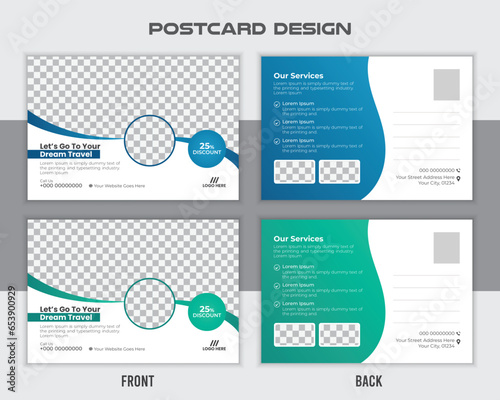 Minimal style travel postcard set.