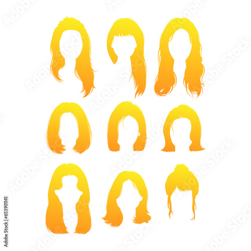 Set of women blonde hair for graphic resources. Vector eps 10