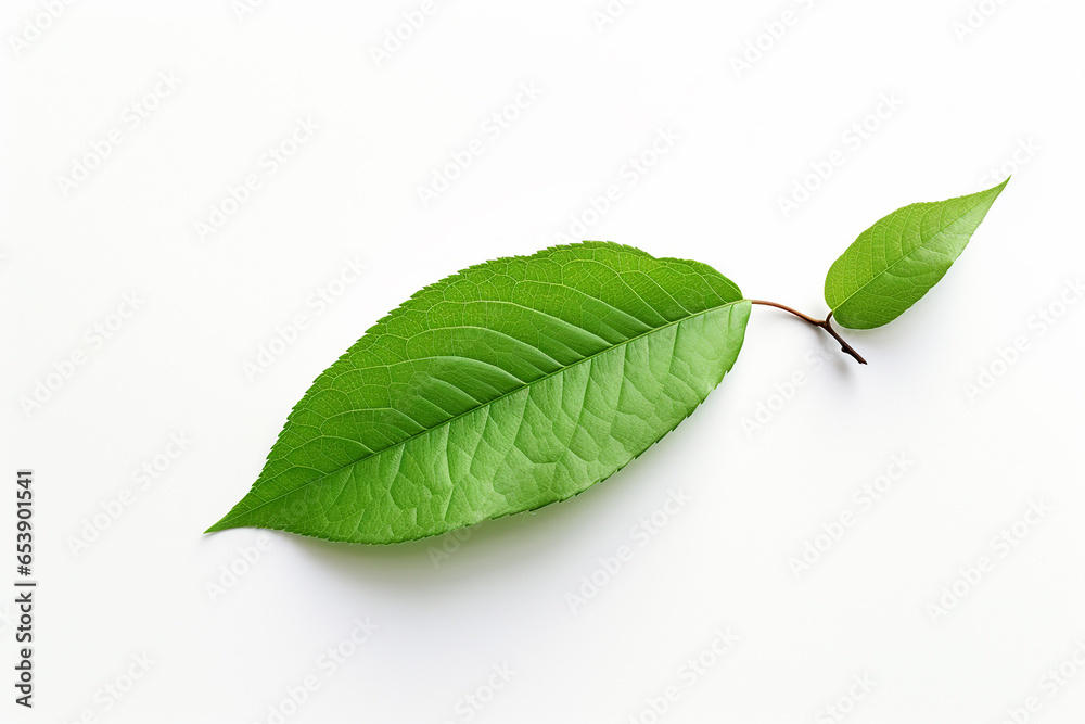Obraz premium Green leaves on a white background