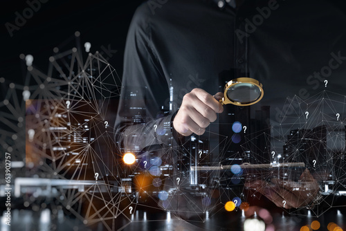 Concept of searching for answers to emerging questions. photo
