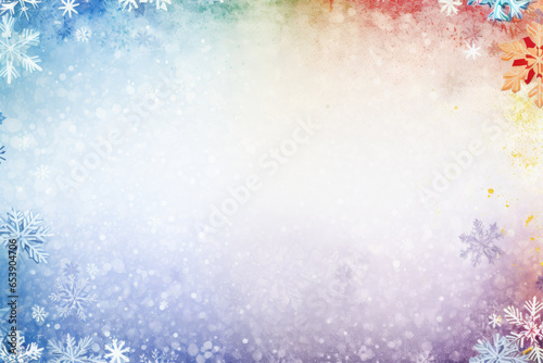 Winter multicolored snowflakes background. Free space for product placement or advertising text. © OleksandrZastrozhnov
