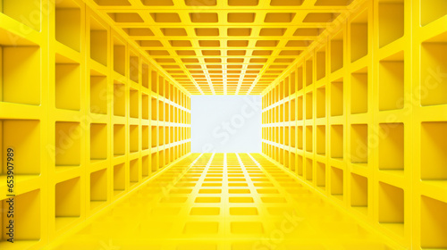 A bright yellow frame with a unique geometric pattern photo