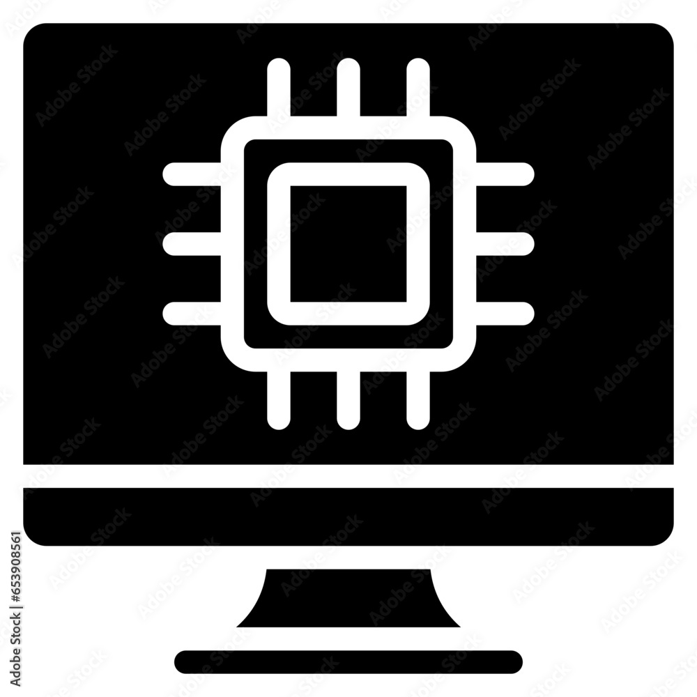 Chip On Computer Icon Chip On Computer Icon