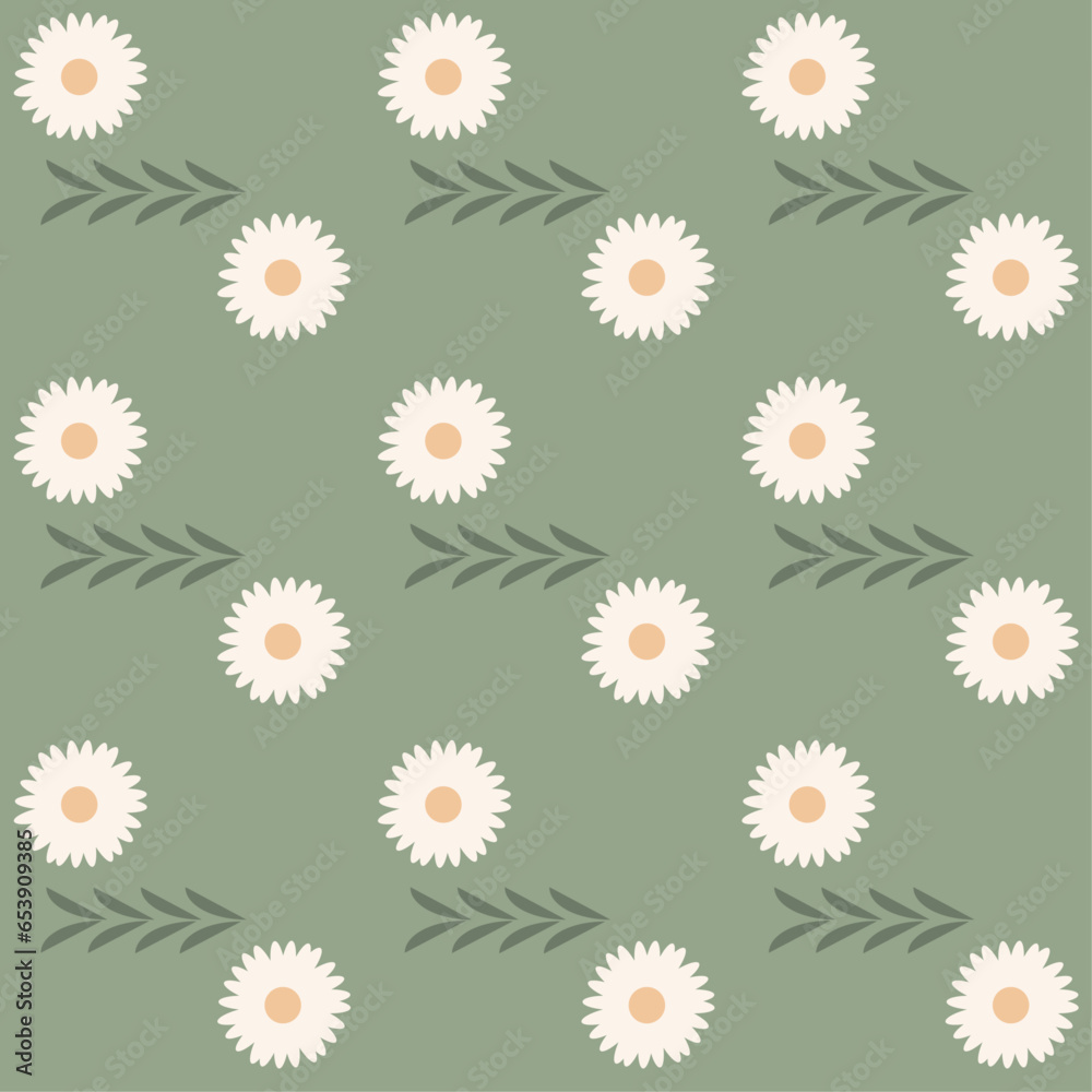 seamless pattern with chamomiles