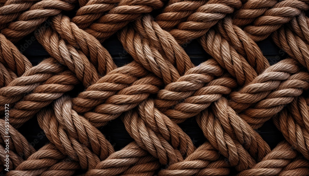 Ropes and twines twisted and platted into an interesting arrangement. - obrazy, fototapety, plakaty 