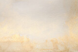 Watercolor paper grain texture painting wall. Abstract gold, nacre and beige marble copy space background.