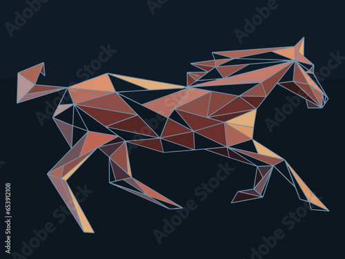 Polygonal illustration horse design,wall paint multicolor design, wallpaper designs, multiple uses of business work 