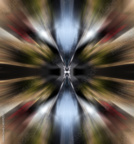 Speed of light into Hyperspace, motion blur futuristic backdrop.