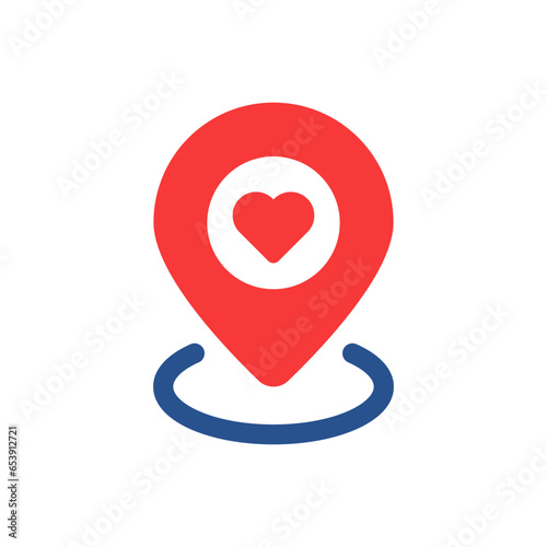 favourite place for business with red pin and heart