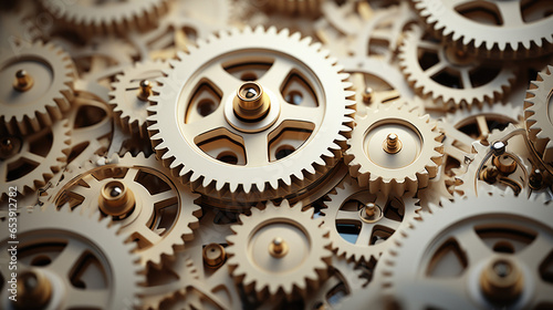 A mechanism made up of gears symbolizing teamwork in business and the dependence of success on the team, Generative AI