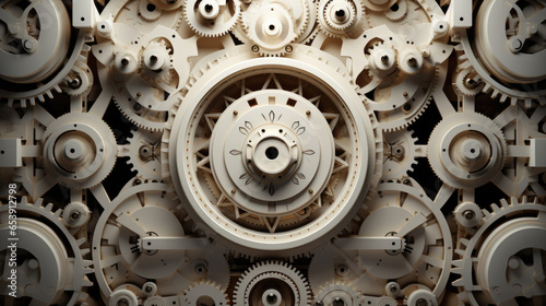 A mechanism made up of gears symbolizing teamwork in business and the dependence of success on the team, Generative AI