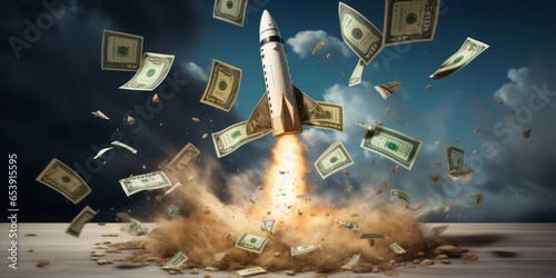Money Soaring Like a Tornado Symbolizes Extravagance, Wealth Display, and the Potentially Wasteful and Luxurious Aspects of Excessive Spending photo