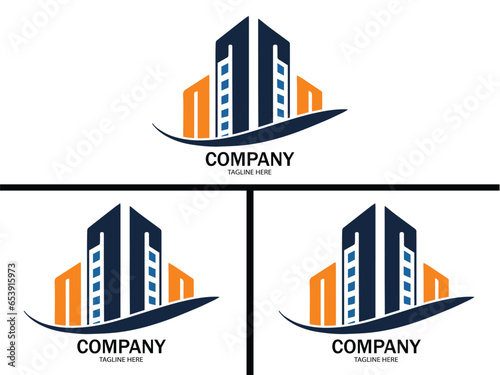 Corporate Modern Building real estate logo design template 