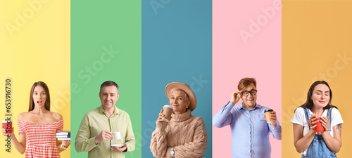 Set of different people dri...