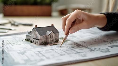 Maison miniature, signature crédit immobilier, achat/vente immo