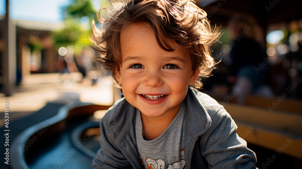 happy child in the playground, outdoor happy child in the playground, outdoor