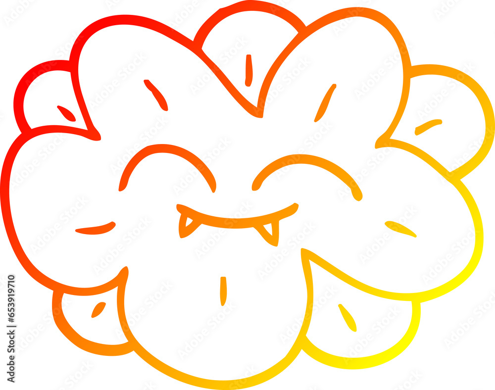 Obraz premium warm gradient line drawing of a cartoon flower with fangs