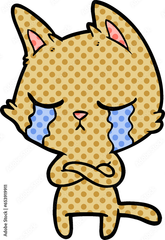crying cartoon cat with folded arms crying cartoon cat with folded arms
