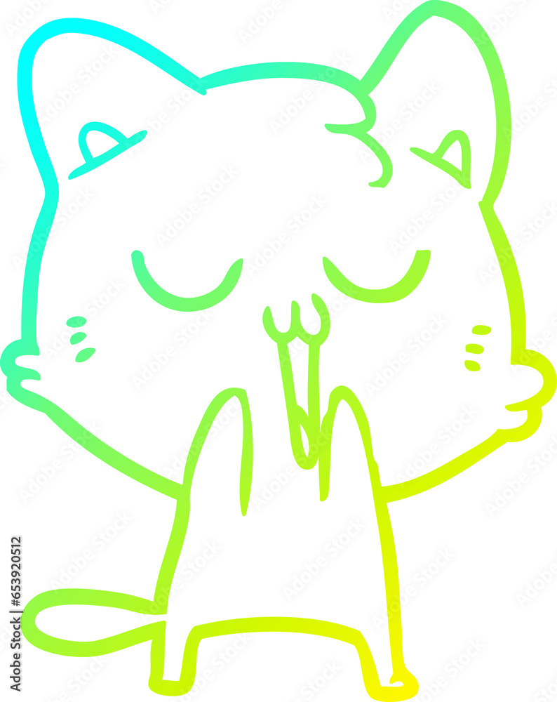 cold gradient line drawing of a cartoon cat singing cold gradient line drawing of a cartoon cat singing