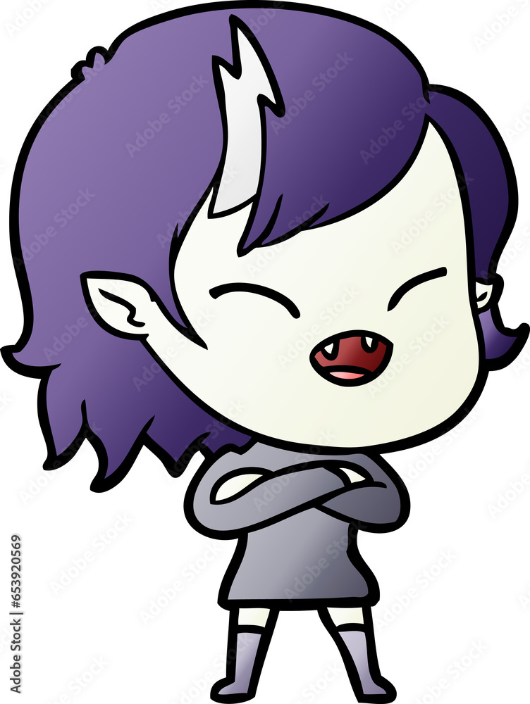 cartoon laughing vampire girl with crossed arms cartoon laughing vampire girl with crossed arms