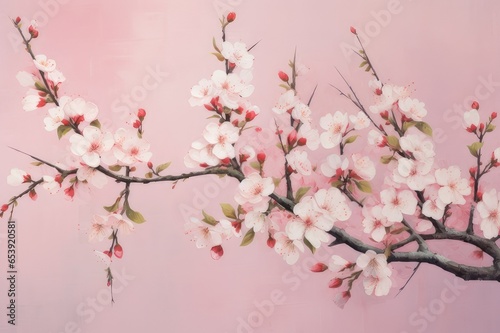  A painting of cherry blossoms, with a traditional Japanese aesthetic 