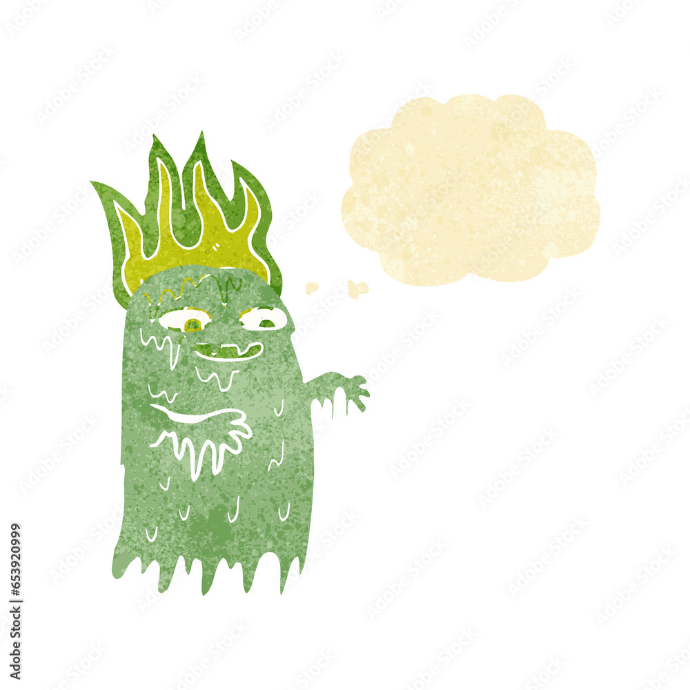Fototapeta premium cartoon spooky ghost with thought bubble