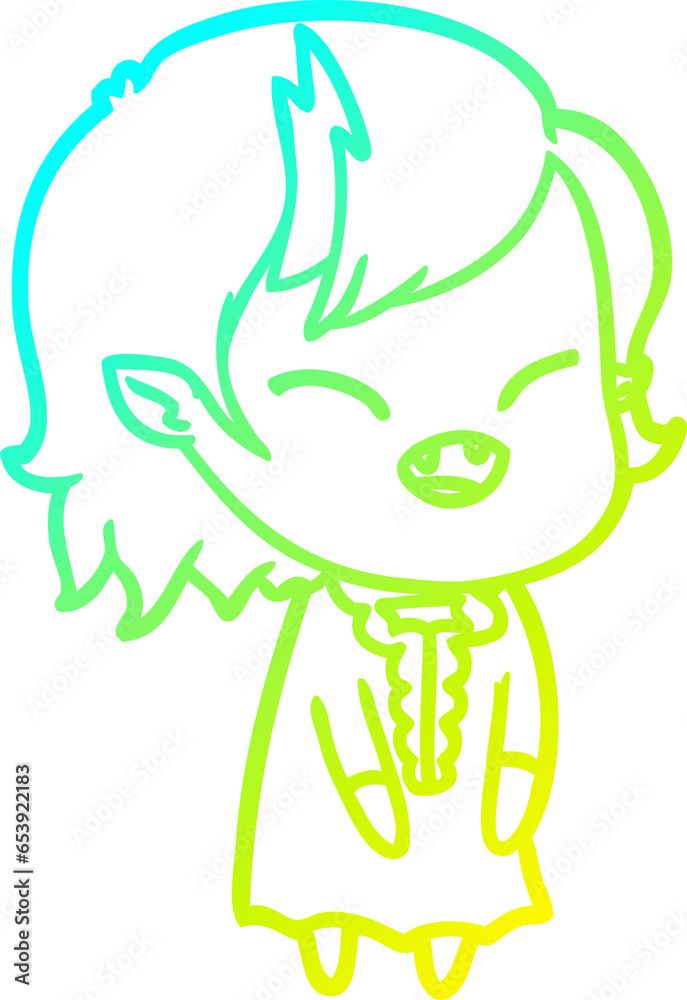 cold gradient line drawing of a cartoon laughing vampire girl cold gradient line drawing of a cartoon laughing vampire girl