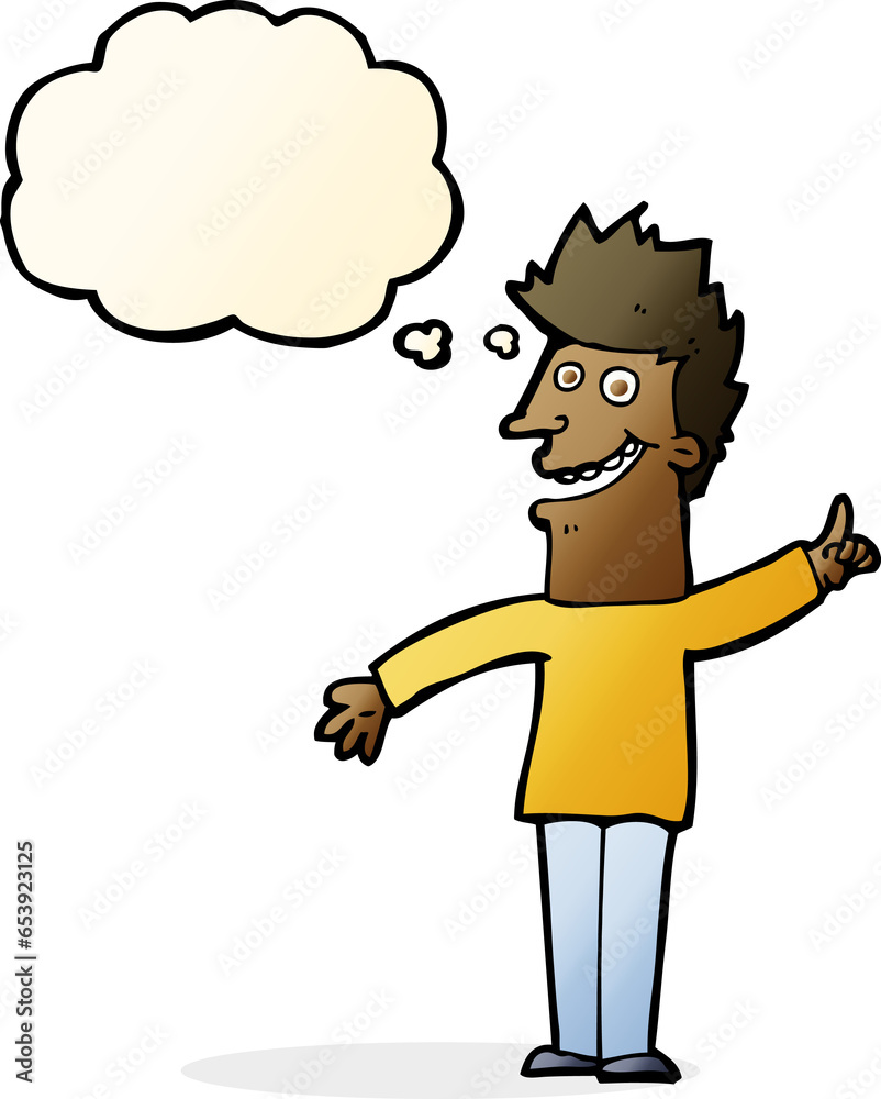 cartoon happy man with thought bubble cartoon happy man with thought bubble