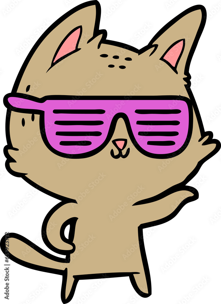 cartoon cat wearing cool glasses