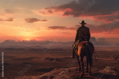 cowboy riding horse, Generative AI