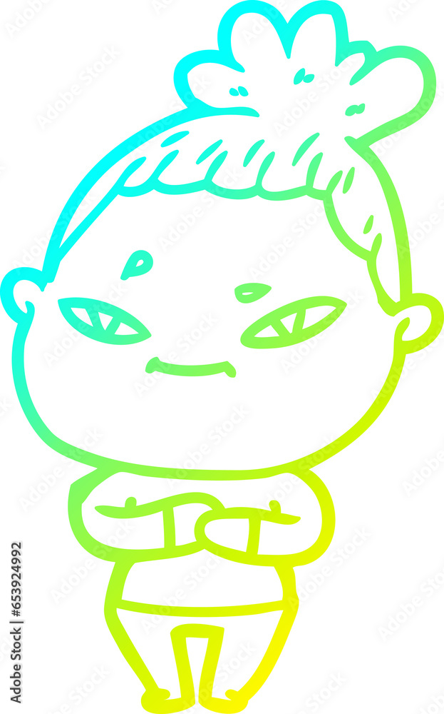 cold gradient line drawing of a cartoon woman cold gradient line drawing of a cartoon woman