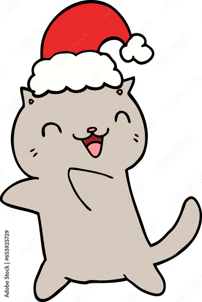 Obraz premium cute cartoon christmas cat