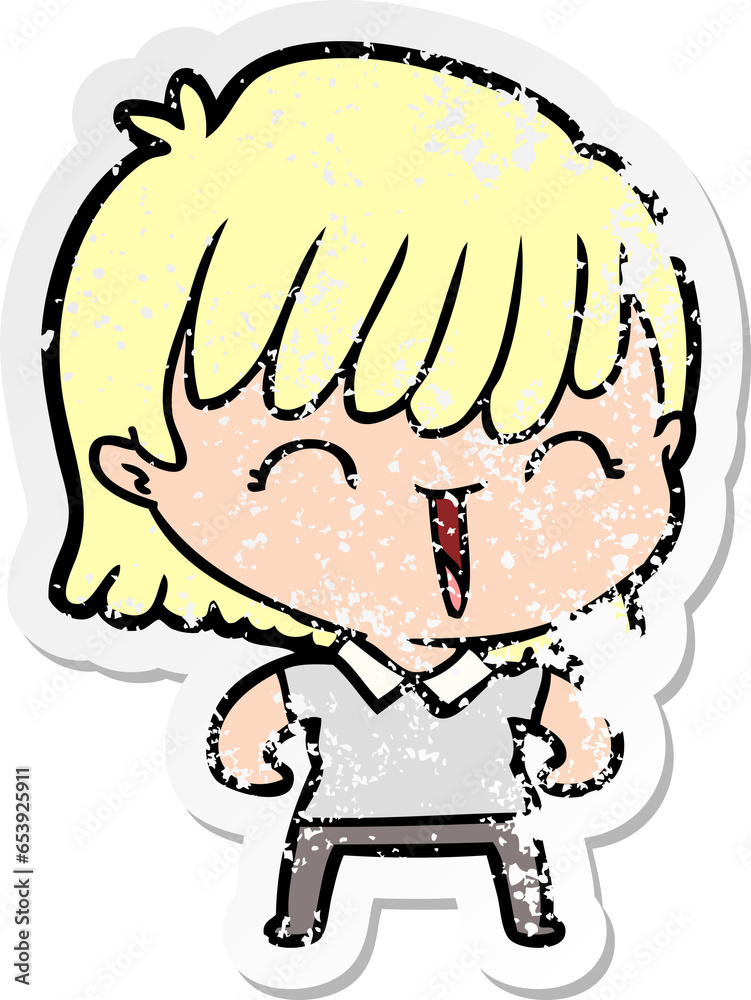 Obraz premium distressed sticker of a cartoon woman