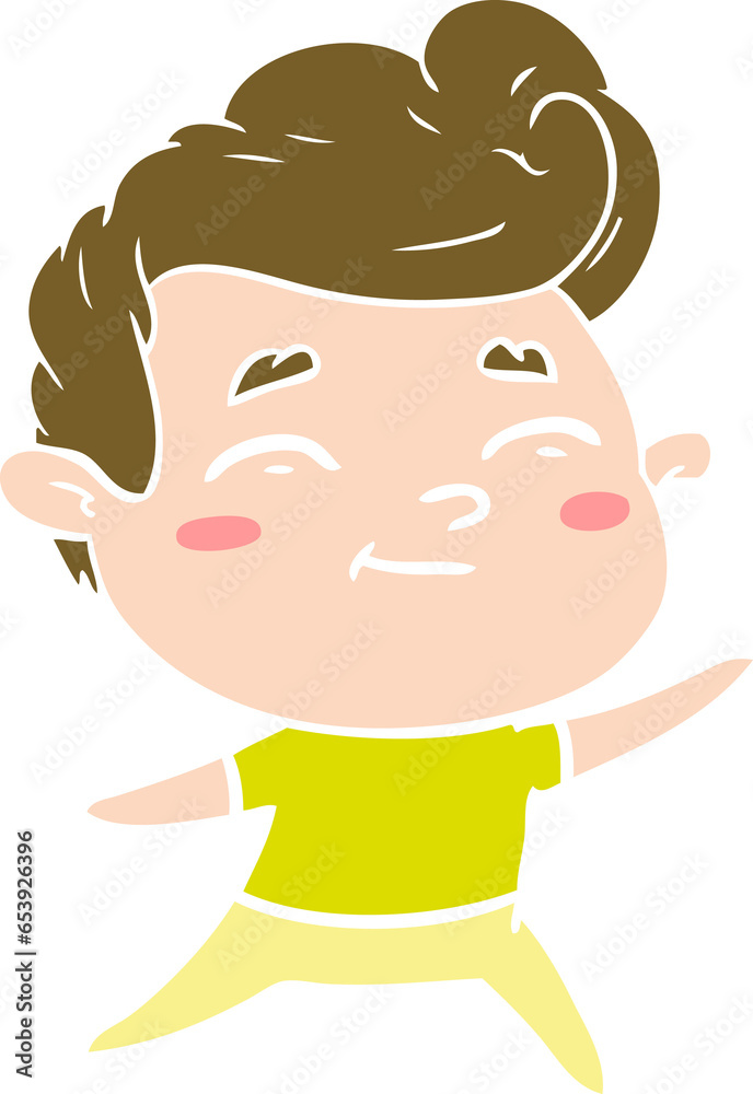 happy flat color style cartoon man happy flat color style cartoon man